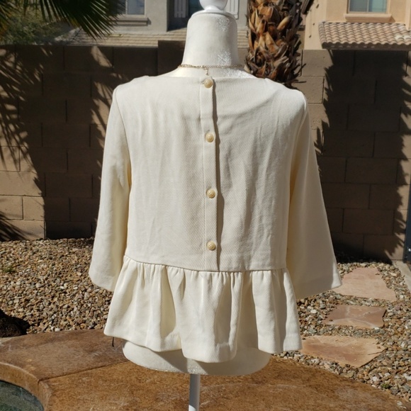 NEW FRNCH Paris Cream Peplum Top - Picture 4 of 5